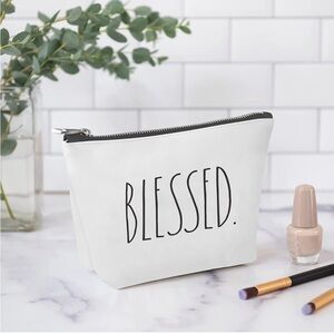 Rae Dunn Cosmetic Blessed Bag for Makeup & Toiletries Zipper Pouch Travel Trendy